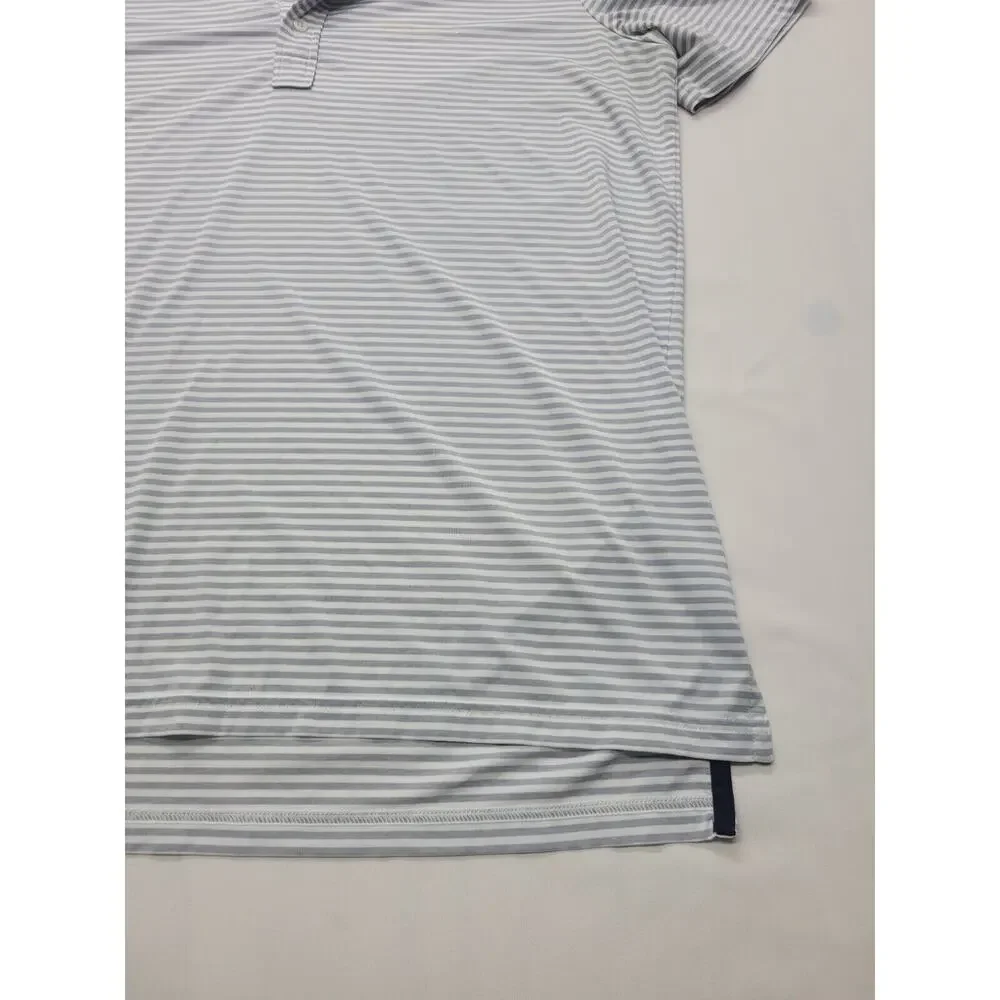 RLX Ralph Lauren Golf Polo Shirt Men’s Size Large SS White Gray Striped Wicking